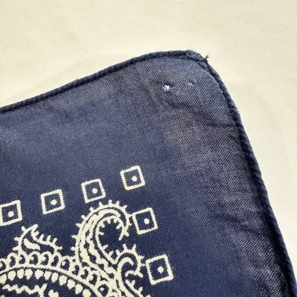 Paris Accessories Bandana Navy Blue Paisley Cotton Made in USA Vintage Scarf